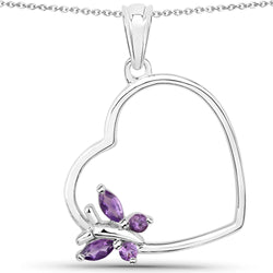 0.20 Carat Genuine Amethyst .925 Sterling Silver Pendant