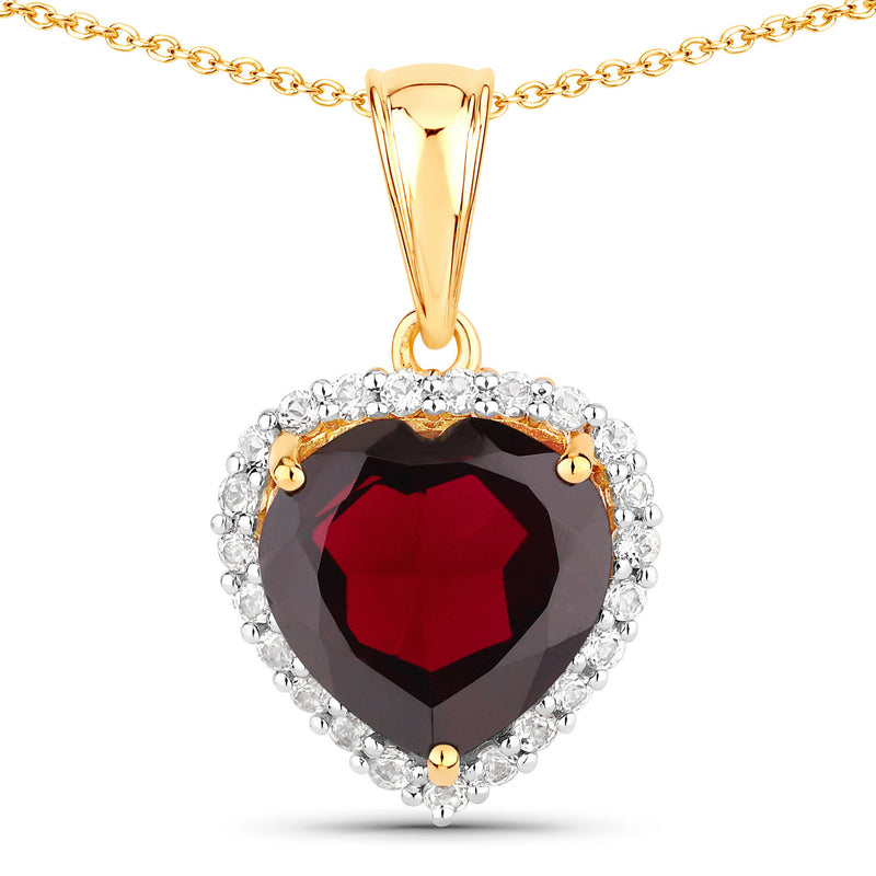 5.76 Carat Genuine Garnet and White Topaz .925 Sterling Silver Pendant