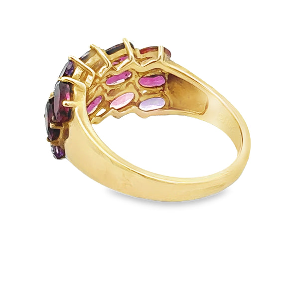 1.95ct Rhodolite Garnet Amethyst Ring 10KT Yellow Gold