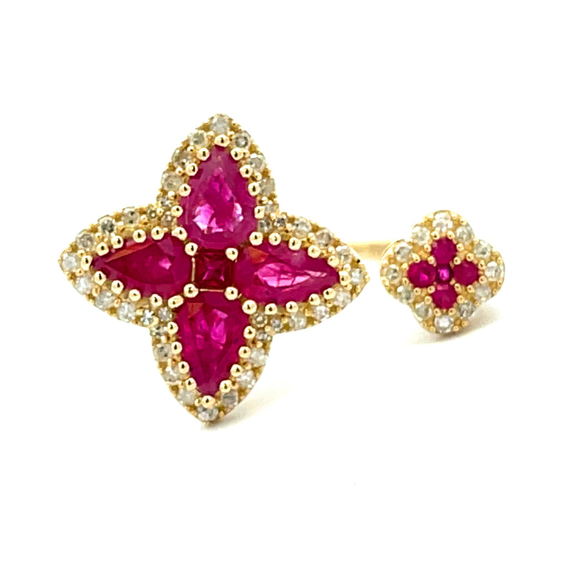 Genuine 2.33ct Ruby Diamond Ring 14KT Yellow Gold