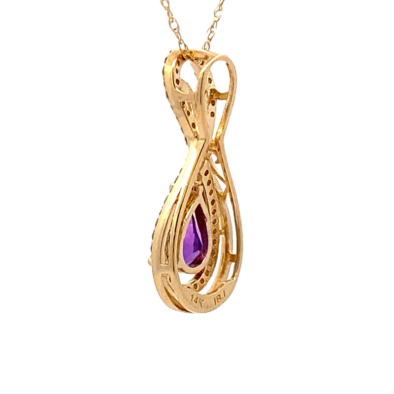 Amethyst Diamond Fashion Pendants 14KT Yellow Gold