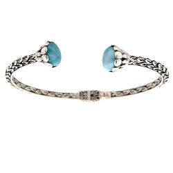 Genuine Larimar Bangle Bracelet Sterling Silver