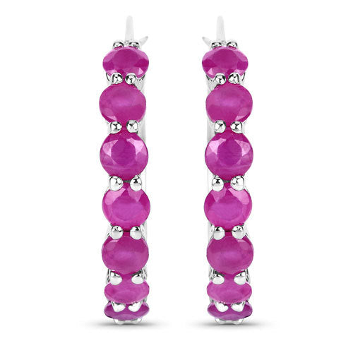 2.80 Carat Genuine Ruby .925 Sterling Silver Earrings