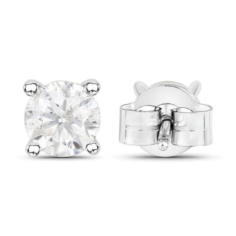 1.02 Carat Genuine White Diamond 14K White Gold Earrings