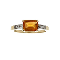 Natural .77ct Citrine Diamond Ring 10KT Yellow Gold