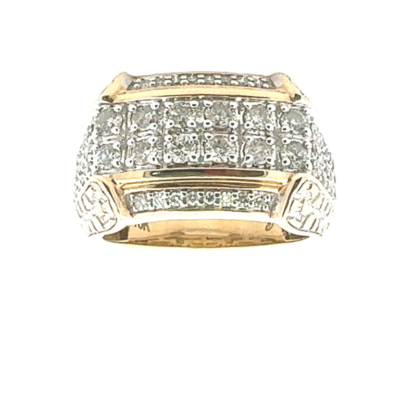 Genuine 1.50ct Diamond Mens Ring 10KT Yellow Gold