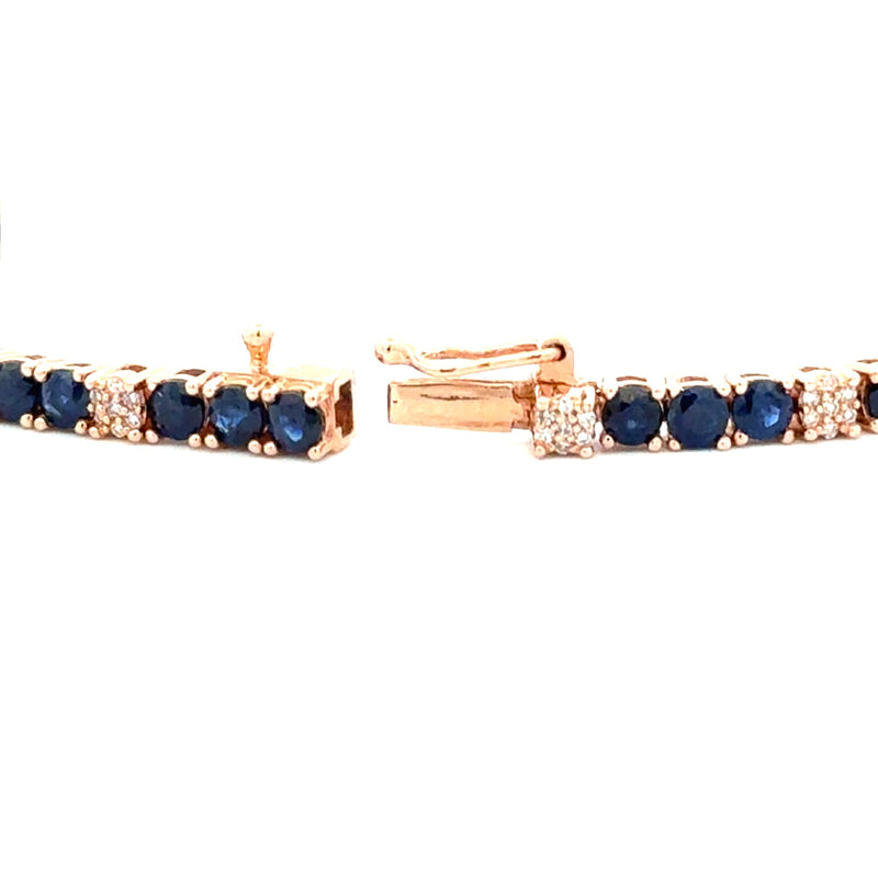 4.93ct Sapphire Diamond Tennis Bracelet 14KT Rose Gold