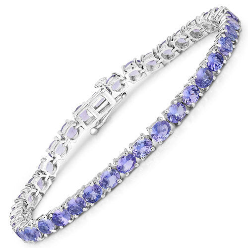 12.21 Carat Genuine Tanzanite .925 Sterling Silver Bracelet