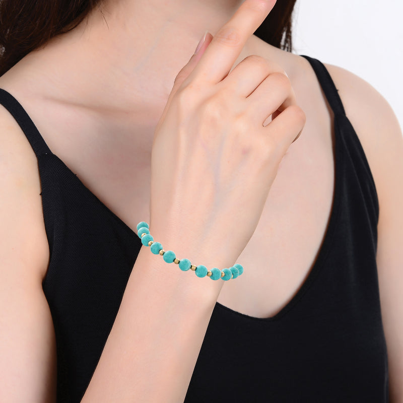 Reconstituted Turquoise Gold Plated Adjustable Bracelet