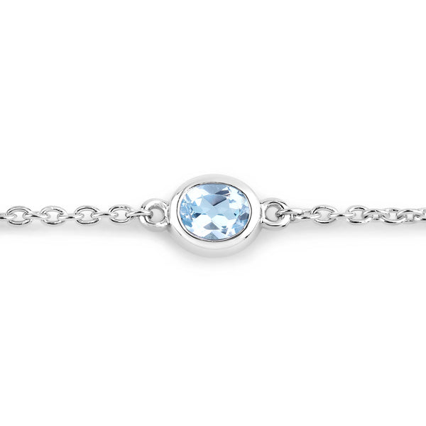 1.80 Carat Genuine Blue Topaz .925 Sterling Silver Bracelet