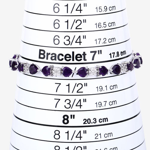 9.56 Carat Genuine Amethyst and White Diamond .925 Sterling Silver Bracelet