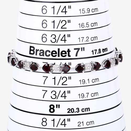 11.10 Carat Genuine Garnet and White Diamond .925 Sterling Silver Bracelet