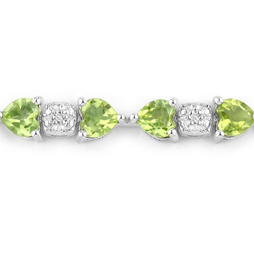 9.78 Carat Genuine Peridot and White Diamond .925 Sterling Silver Bracelet