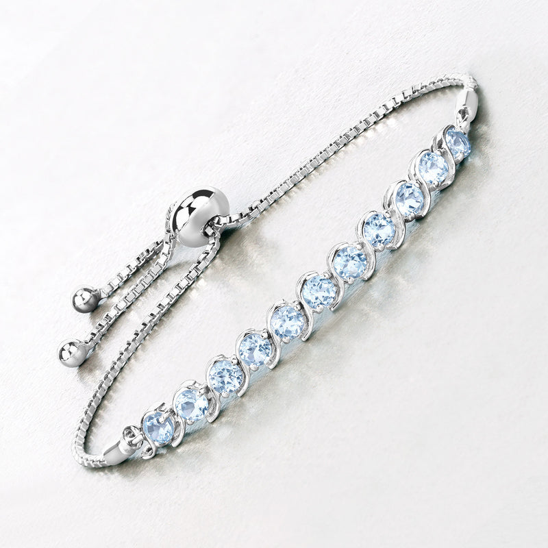 3.52 Carat Genuine Blue Topaz .925 Sterling Silver Bracelet