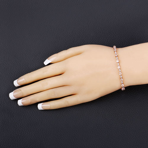 1.38 Carat Genuine Morganite and White Diamond .925 Sterling Silver Bracelet