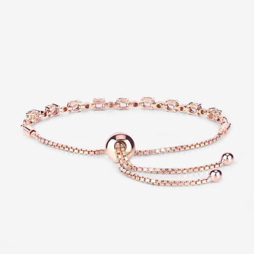1.38 Carat Genuine Morganite and White Diamond .925 Sterling Silver Bracelet
