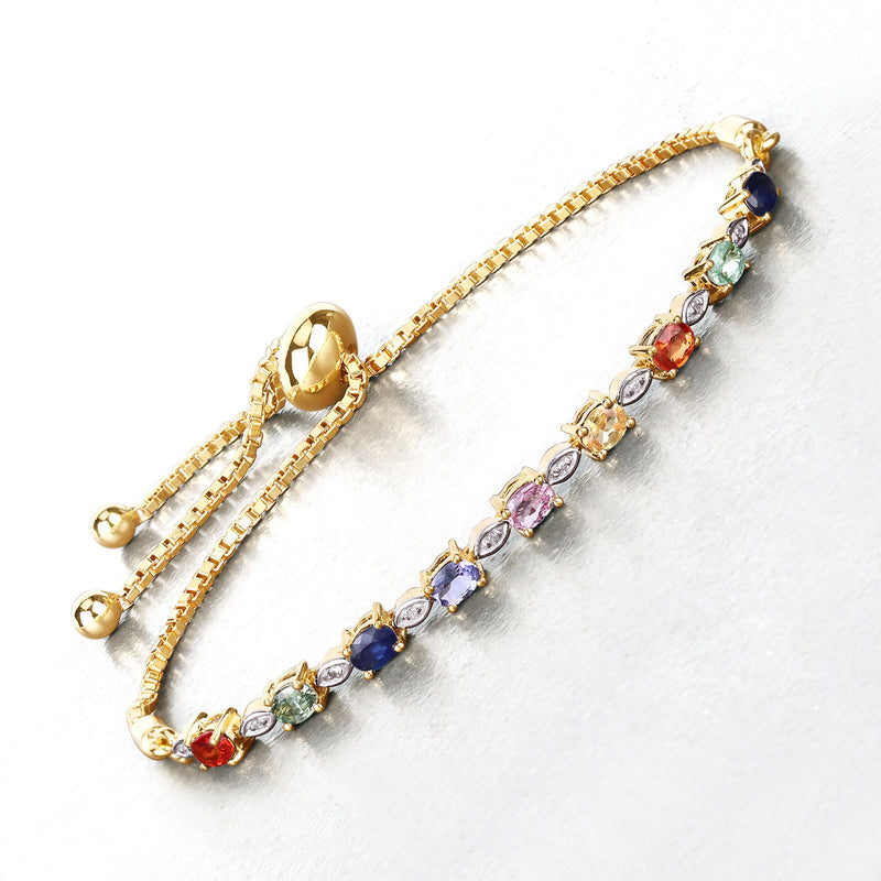 1.83 Carat Genuine Multi Sapphire .925 Sterling Silver Bracelet
