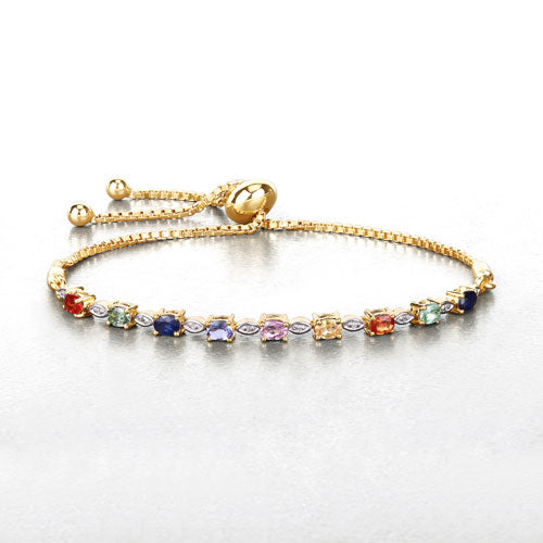 1.83 Carat Genuine Multi Sapphire .925 Sterling Silver Bracelet