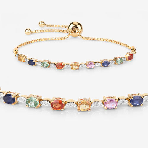 1.83 Carat Genuine Multi Sapphire .925 Sterling Silver Bracelet