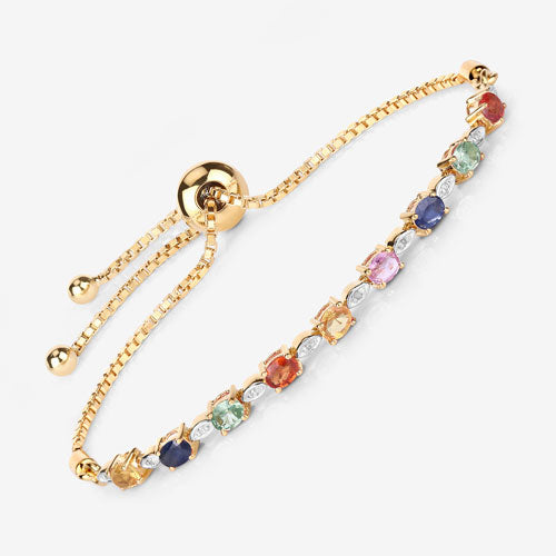 1.83 Carat Genuine Multi Sapphire .925 Sterling Silver Bracelet