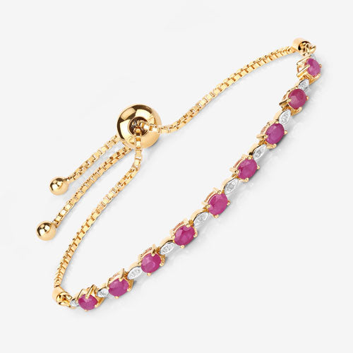 2.01 Carat Genuine Ruby and White Diamond .925 Sterling Silver Bracelet