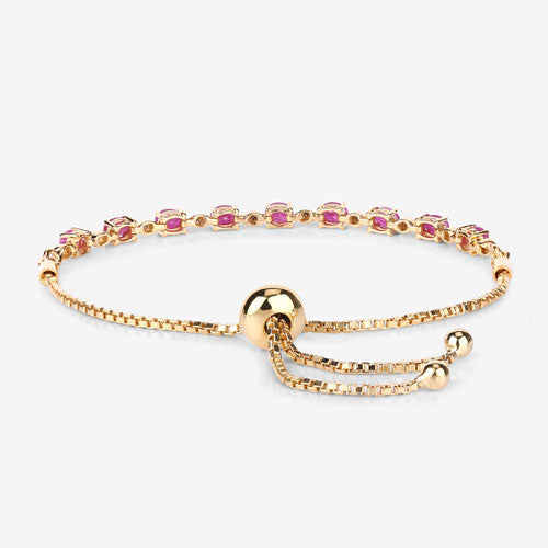 2.01 Carat Genuine Ruby and White Diamond .925 Sterling Silver Bracelet