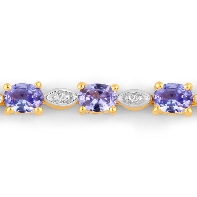 1.56 Carat Genuine Tanzanite and White Diamond .925 Sterling Silver Bracelet