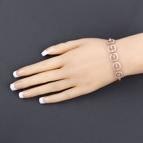 1.65 Carat Genuine Morganite and White Diamond .925 Sterling Silver Bracelet
