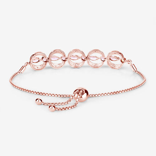 1.65 Carat Genuine Morganite and White Diamond .925 Sterling Silver Bracelet