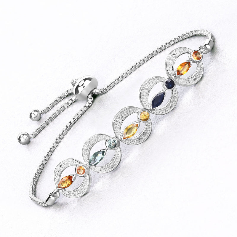 1.80 Carat Genuine Multi Sapphire .925 Sterling Silver Bracelet