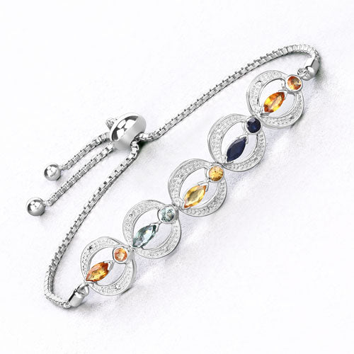 1.80 Carat Genuine Multi Sapphire .925 Sterling Silver Bracelet