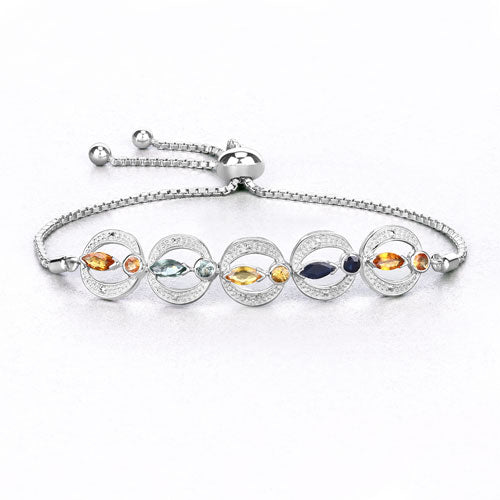 1.80 Carat Genuine Multi Sapphire .925 Sterling Silver Bracelet