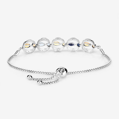 1.80 Carat Genuine Multi Sapphire .925 Sterling Silver Bracelet