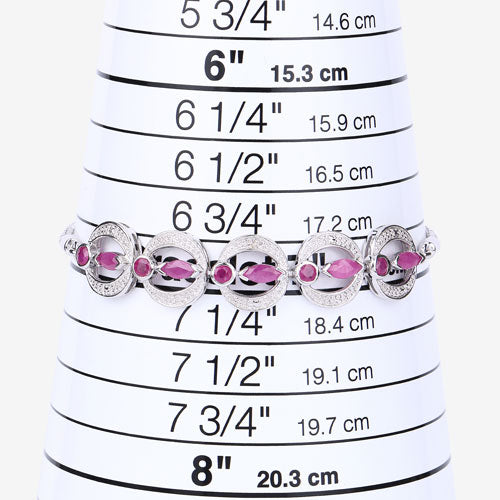 1.65 Carat Genuine Ruby and White Diamond .925 Sterling Silver Bracelet