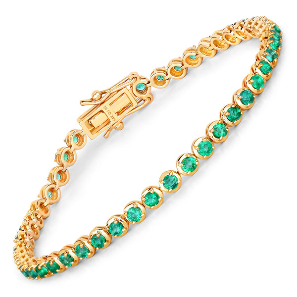 2.76 Carat Genuine Zambian Emerald 14K Yellow Gold Bracelet