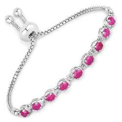 1.98 Carat Genuine Ruby .925 Sterling Silver Bracelet