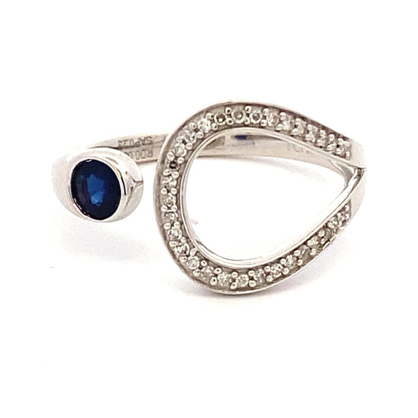 Natural .37ct Sapphire Diamond Ring 14KT White Gold