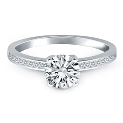 14k White Gold Engagement Ring Mounting with Diamond Channel Set Band