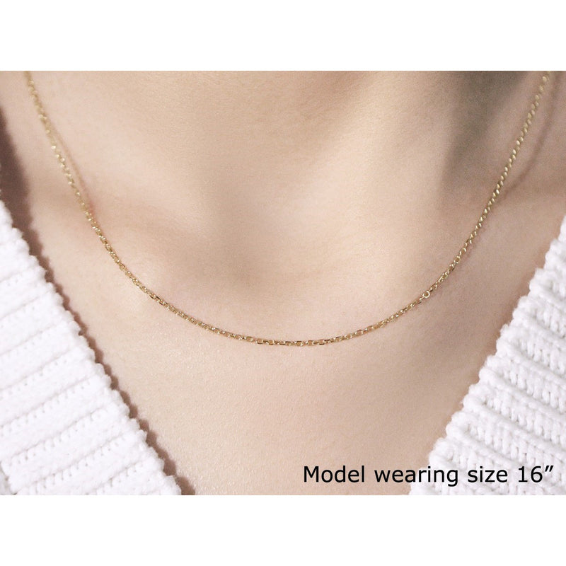 14k Yellow Gold Faceted Cable Link Chain 1.3mm