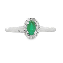 Genuine .24ct Emerald Diamond Ring 10KT White Gold