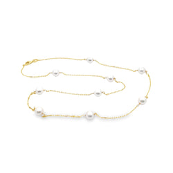 Genuine Akoya Pearl Necklace 14KT Yellow Gold