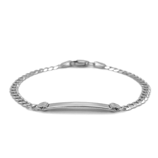 14k White Gold Curb Link Chain Polished Children's ID Bracelet