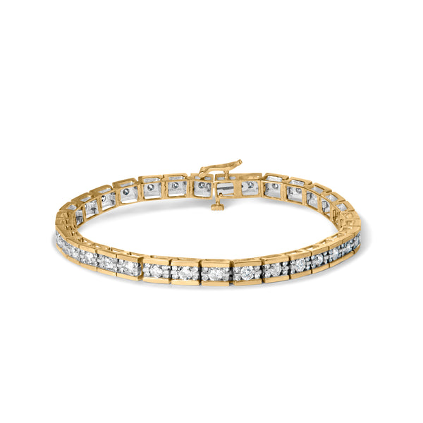 14K Yellow Gold 4.00 Cttw Channel Set Diamond Tennis Bracelet (J-K Color, I1-I2 Clarity) - 7.5" Inches