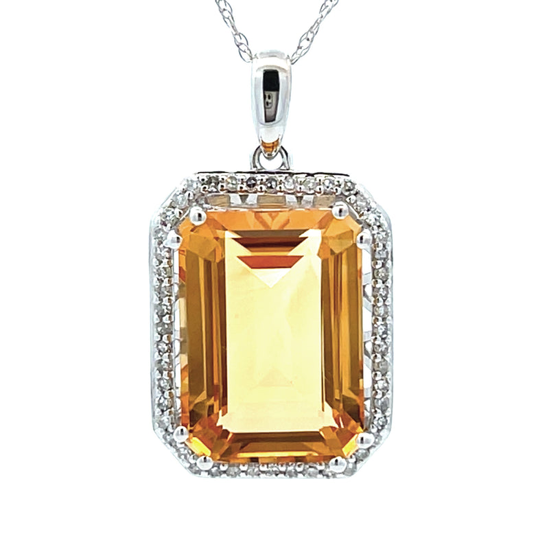 6.70ct Citrine Diamond Fashion Pendants 14KT White Gold