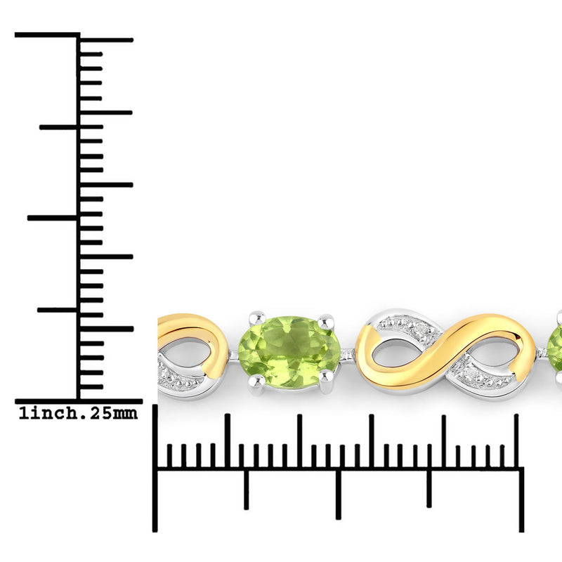 3.38 Carat Genuine Peridot and White Topaz .925 Sterling Silver Bracelet