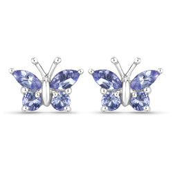 0.60 Carat Genuine Tanzanite .925 Sterling Silver Earrings