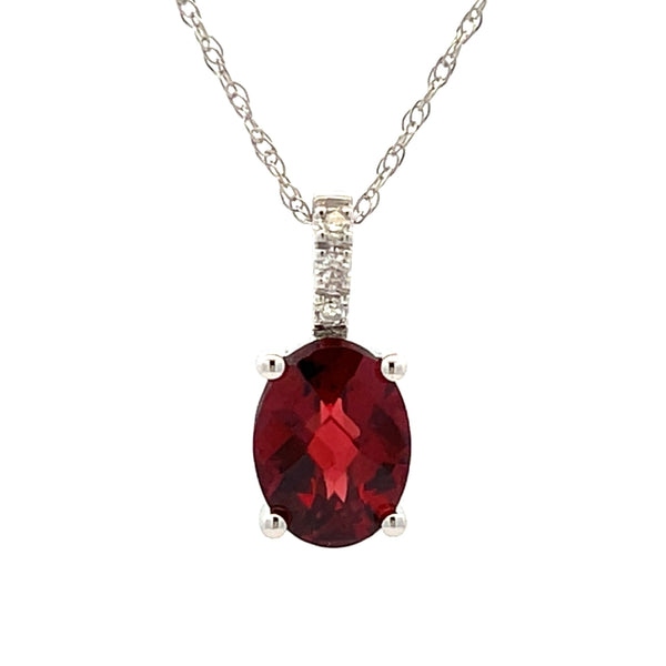 1.13ct Garnet Diamond Fashion Pendants 14KT White Gold