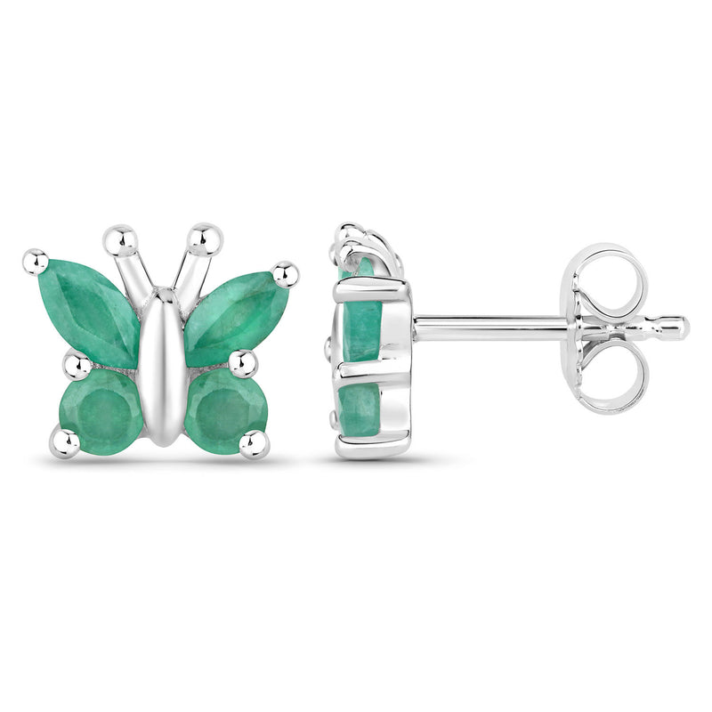 0.88 Carat Genuine Emerald .925 Sterling Silver Earrings