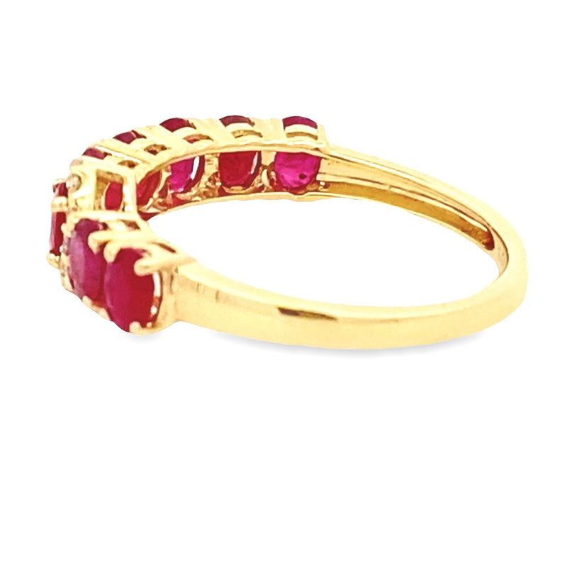 2.47ct Ruby Diamond Fashion band rings 14KT Yellow Gold