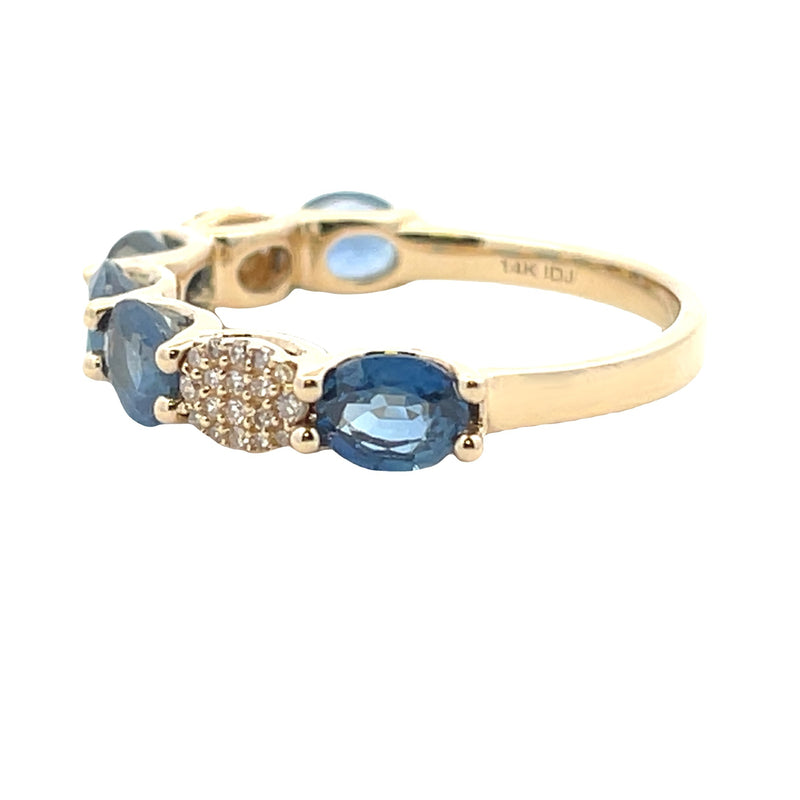 Sapphire Diamond Fashion band rings 14KT Yellow Gold